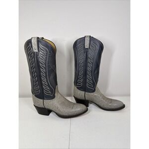 Tony Lama Men's 8056 Black Label Blue Leather Cowboy Western Boots Size 7‎ Vtg
